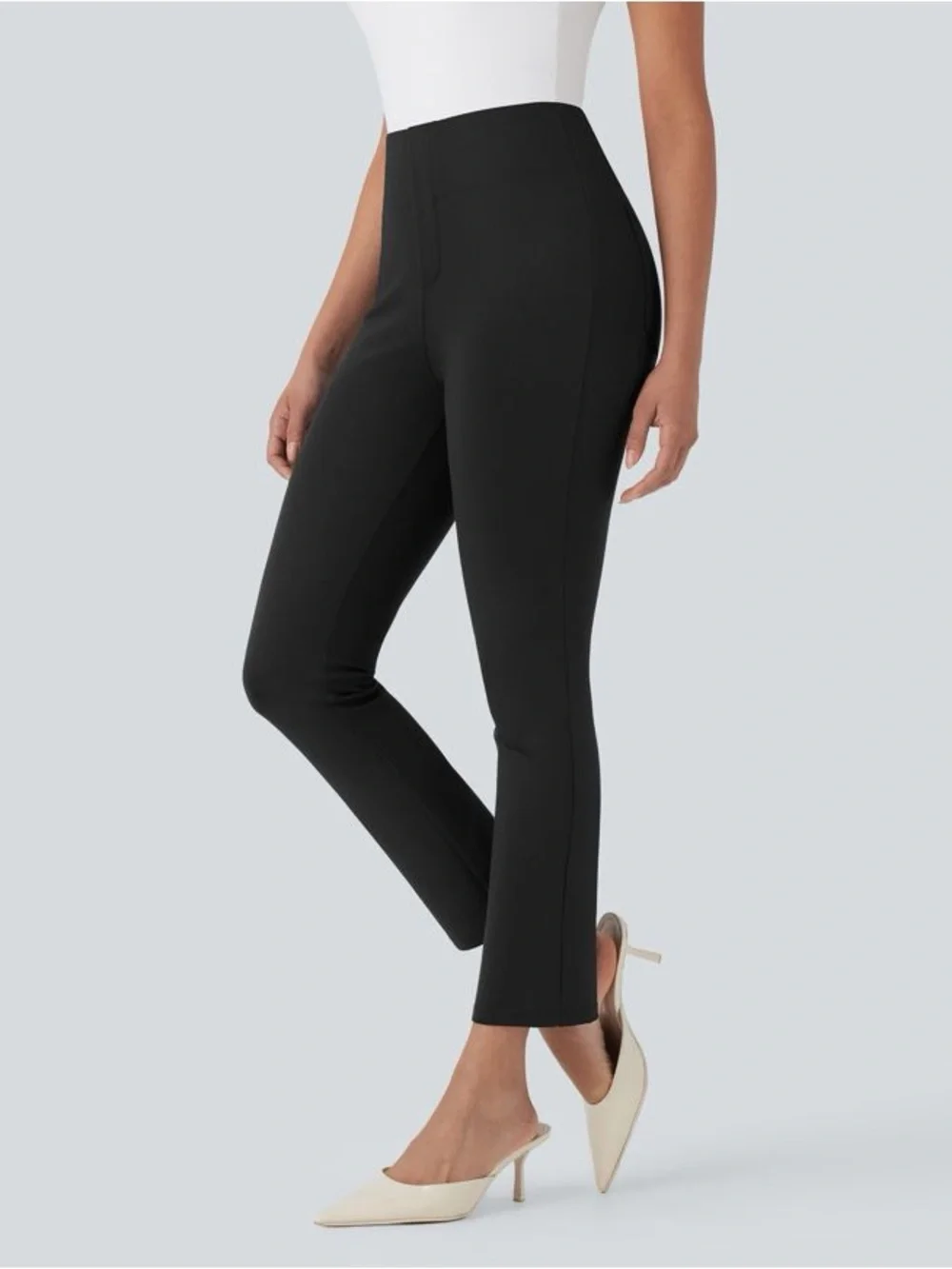 NWT Halara Flex™ High Waisted Pocket Tapered Cropped Work Pants in Black Size M